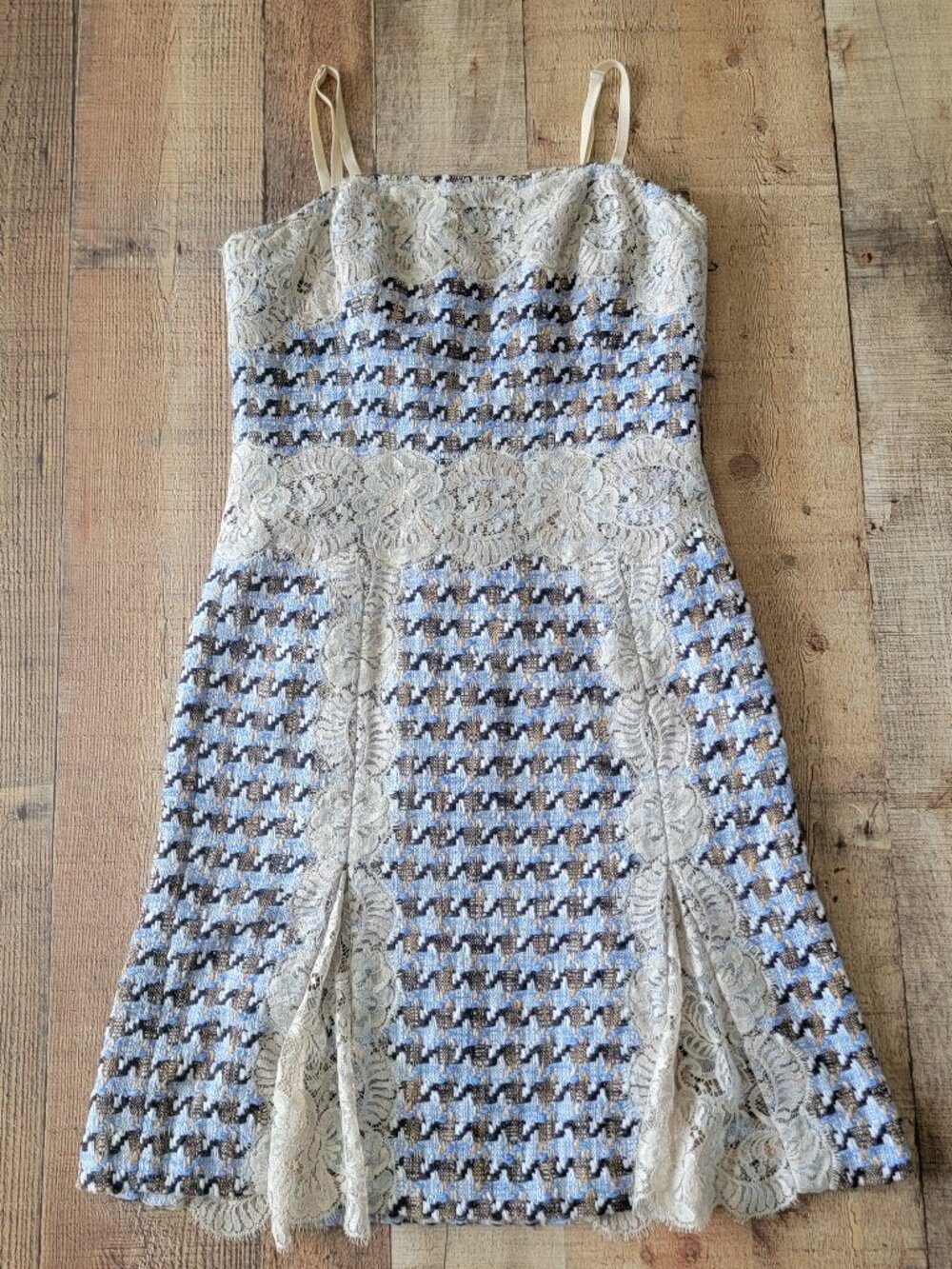 Etcetera Tweed And Lace Strap Fit And Flare Dress 8